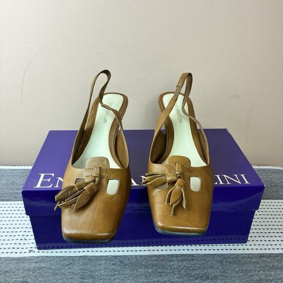 Enzo Angiolini Women’s Eawes Medium Brown Slingback Leather Shoes Size 7.5 New - Picture 4 of 10